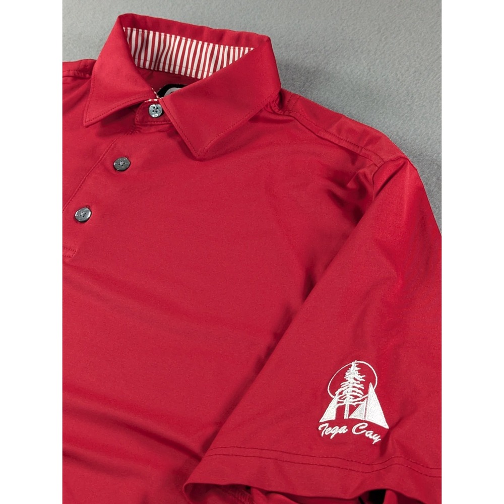 FootJoy Mens Performance Tega Cay Golf Polo Shirt Size Medium Red Solid
